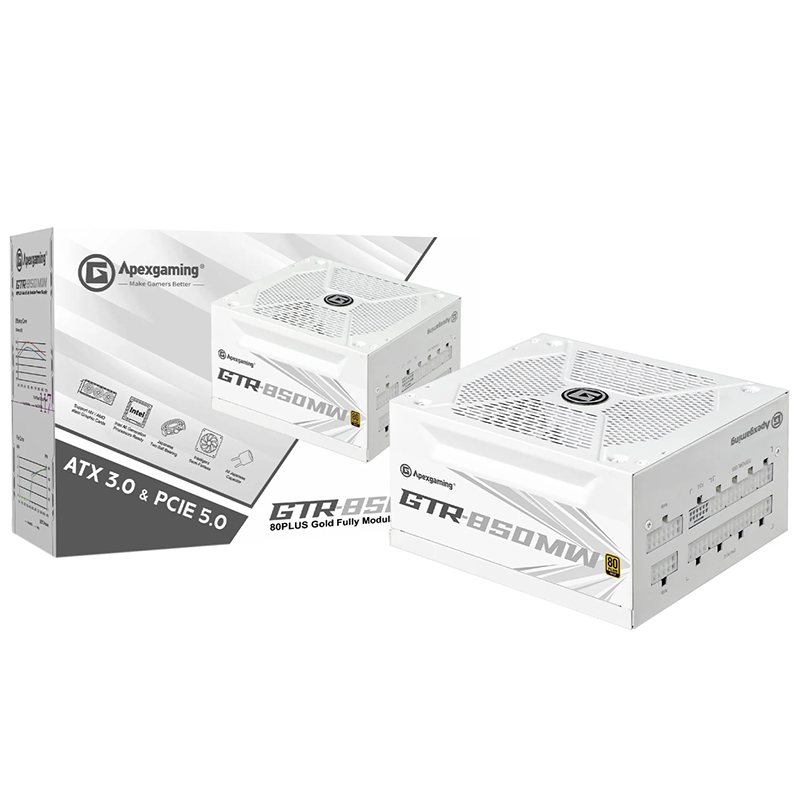 Apexgaming GTR850MW金牌/全模/白色ATX3.0/PCIE5.0