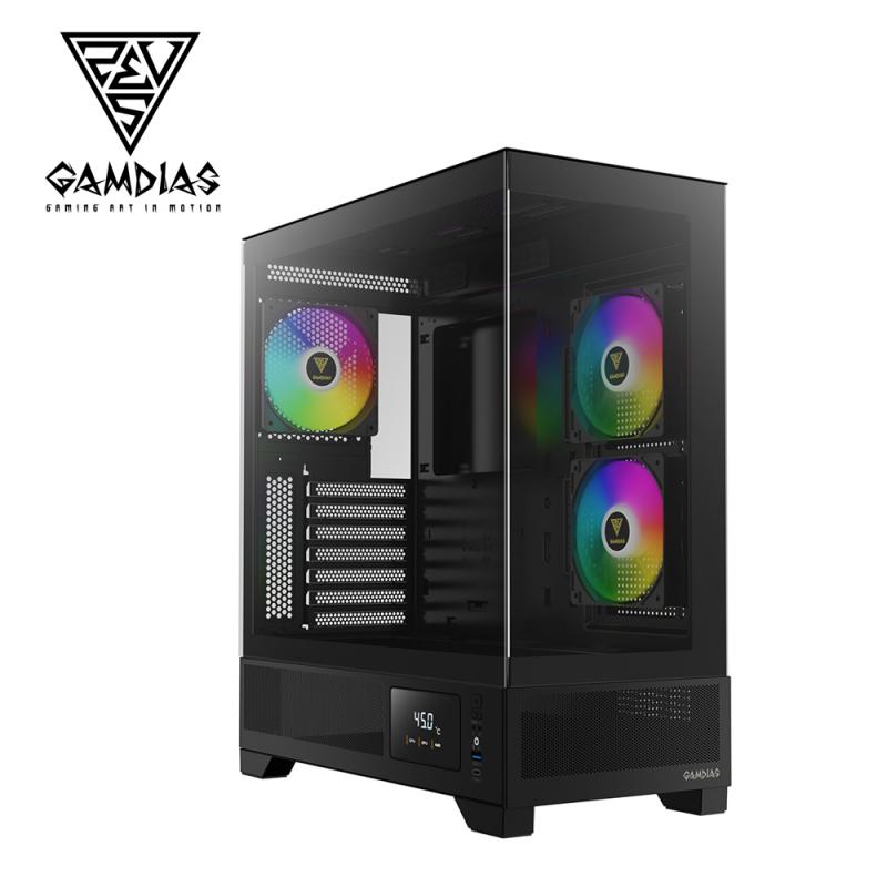 GAMDIAS ATLAS 亞特拉斯 M1 中塔式機殼 全景鋼化玻璃 黑色